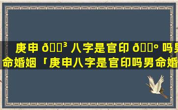 庚申 🌳 八字是官印 🌺 吗男命婚姻「庚申八字是官印吗男命婚姻怎么样」